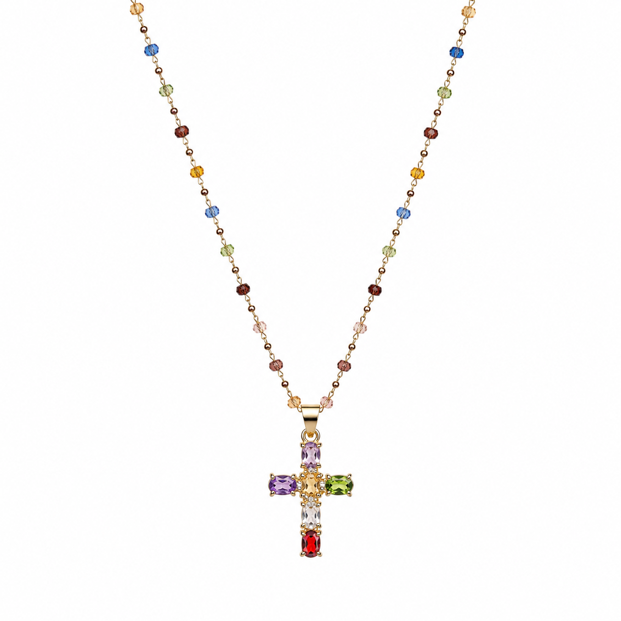 Collar de cruz multicolor