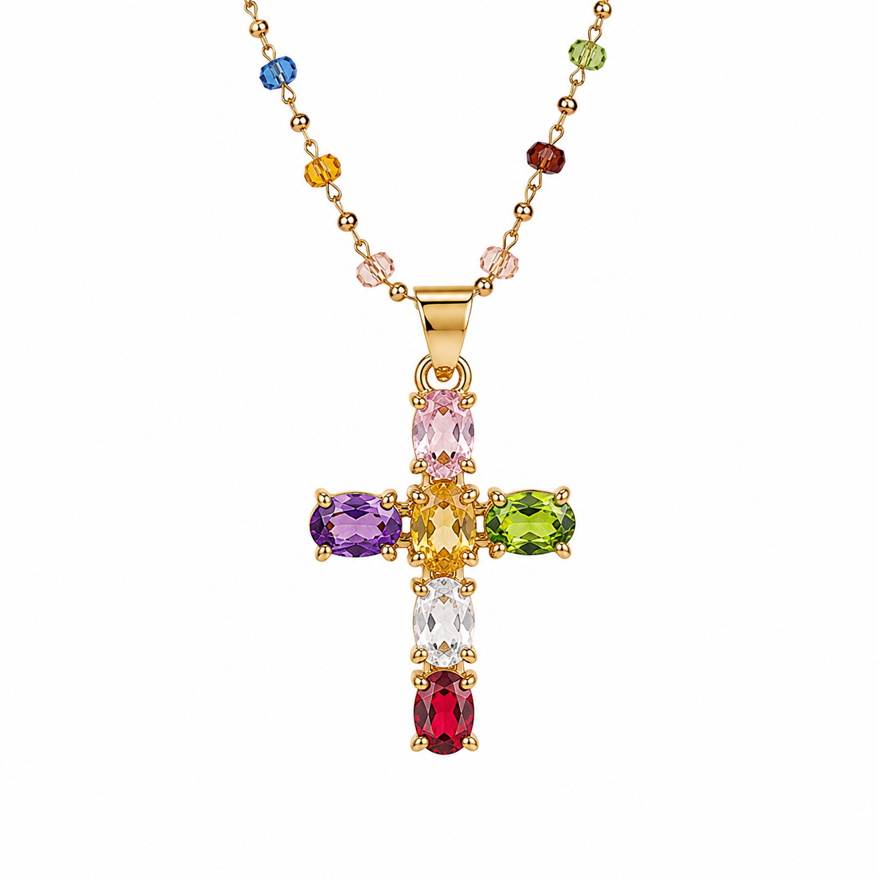 Collar de cruz multicolor